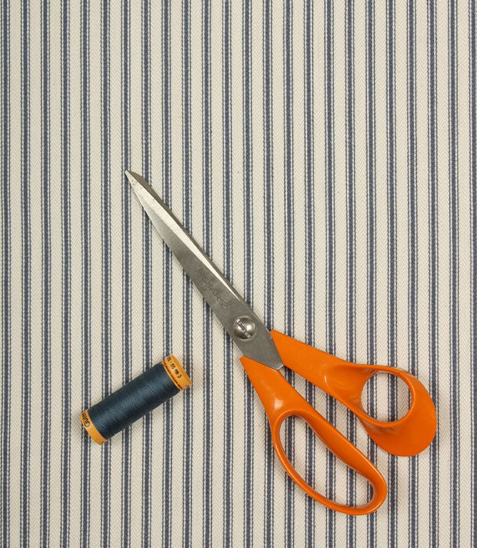 Painswick Ticking Fabric / Blue - Just Fabrics