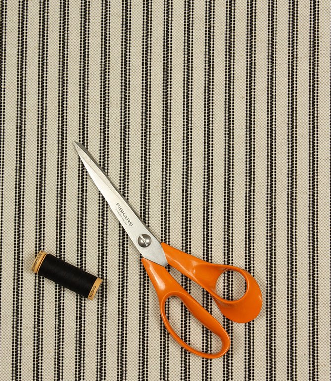 JF Linen Ticking Fabric / Black - Just Fabrics