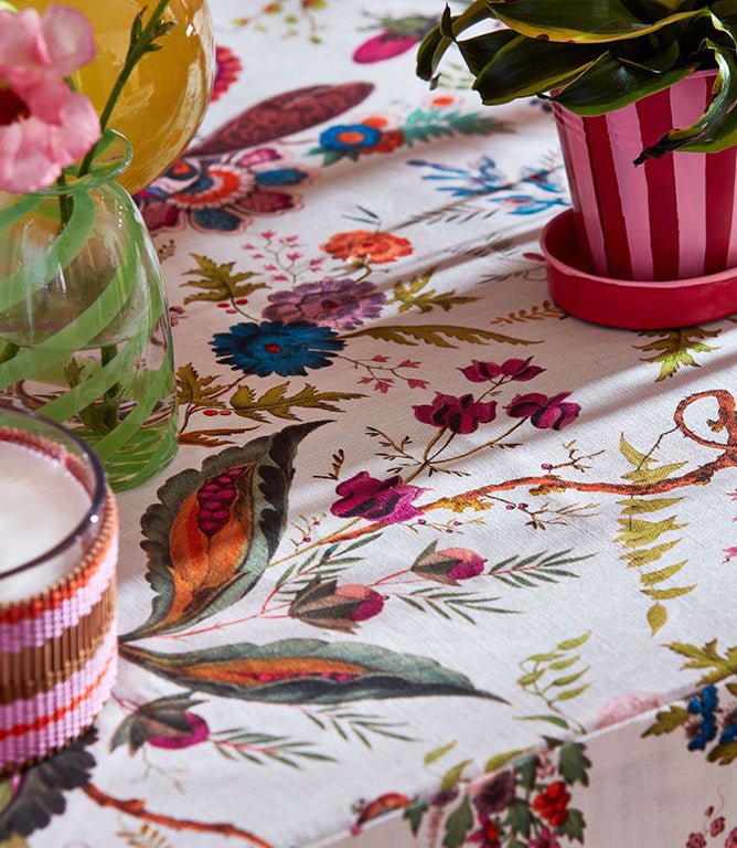 Wonderland Floral Fabric / Lapis / Emerald / Carnelian - Just Fabrics