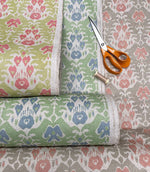 Neda Wide Fabric / Grey / Burnt Orange - Just Fabrics