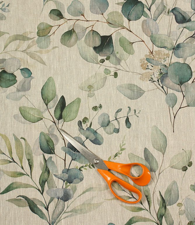 Evelyn Linen Fabric / Greens - Just Fabrics