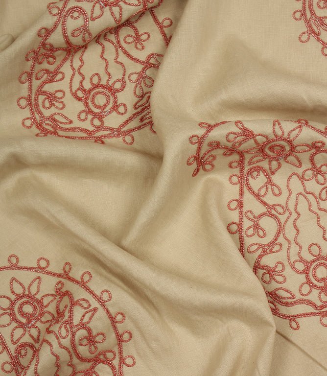 Kashmir Fabric / Stone / Rose - Just Fabrics