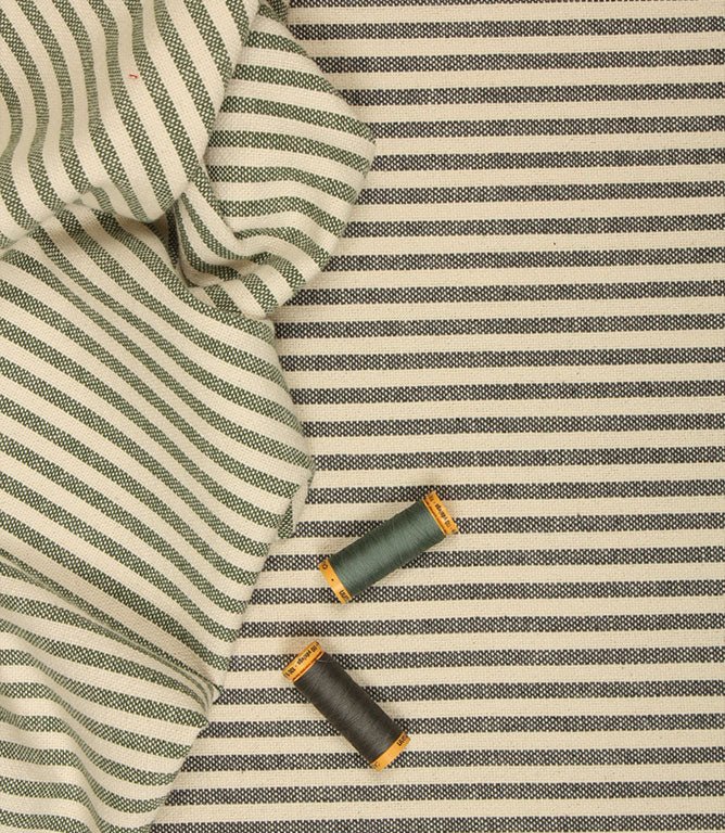 Broadway Stripe Fabric / Green - Just Fabrics