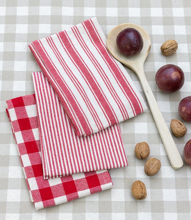 Aldsworth Stripe Fabric / Red - Just Fabrics