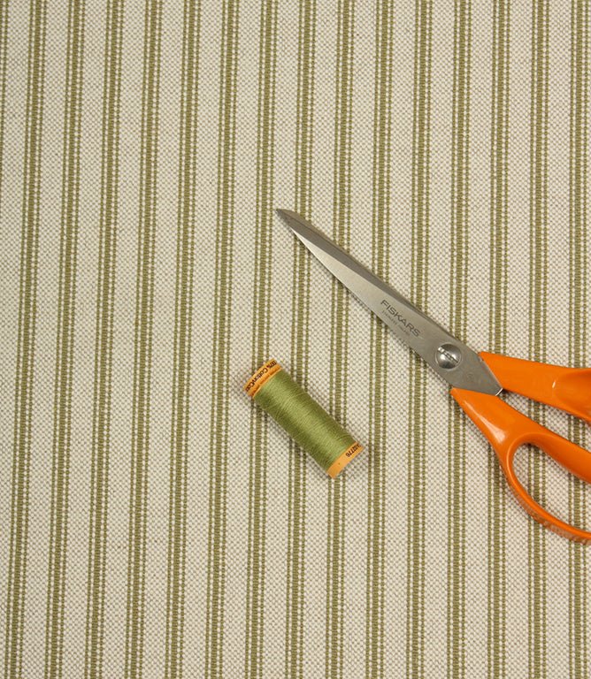 JF Linen Ticking Fabric / Sage - Just Fabrics