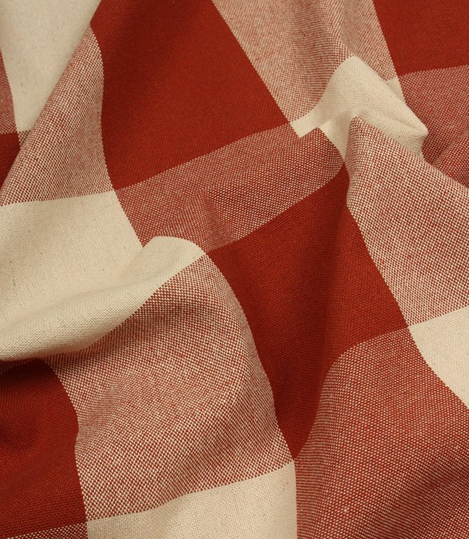 Aldsworth Chunky Check Fabric / Terracotta - Just Fabrics
