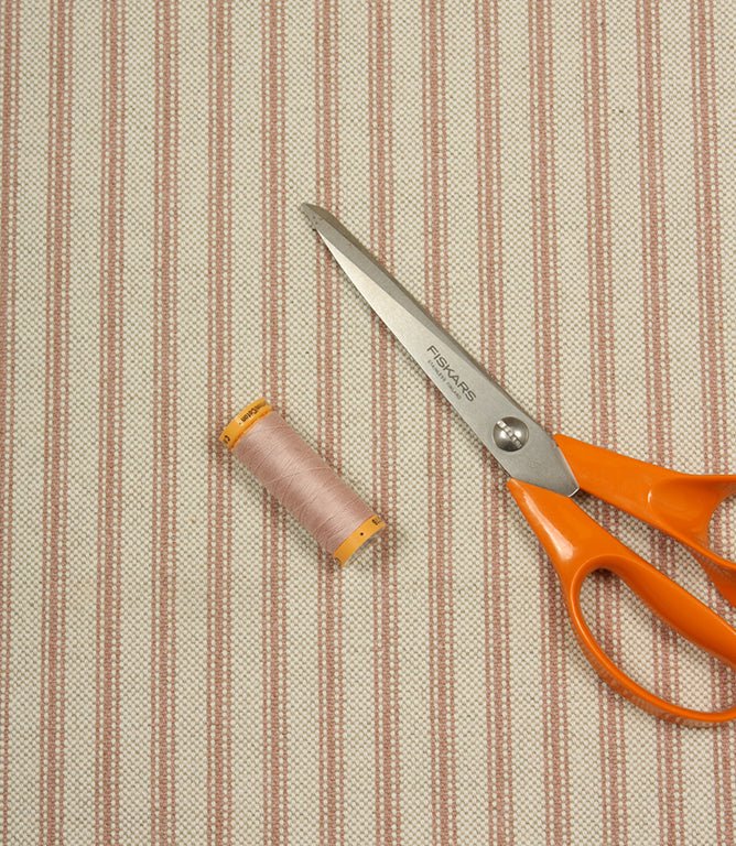 JF Linen Ticking Fabric / Pink - Just Fabrics