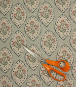 Fleur De Lune Fabric / Duck Egg - Just Fabrics