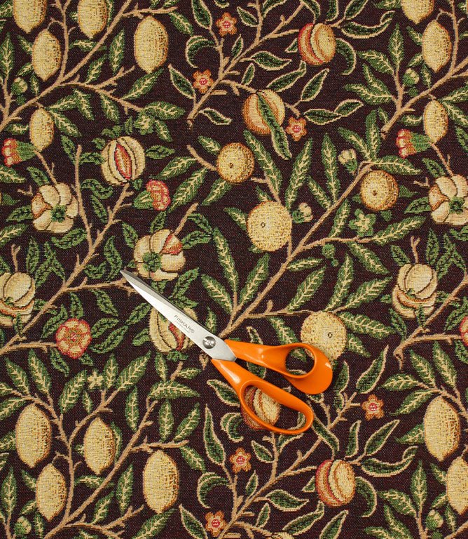 Pomegranate Tapestry Fabric / Ebony - Just Fabrics