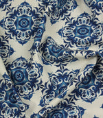 Trellis Bloom Outdoor Fabric / Blue - Just Fabrics