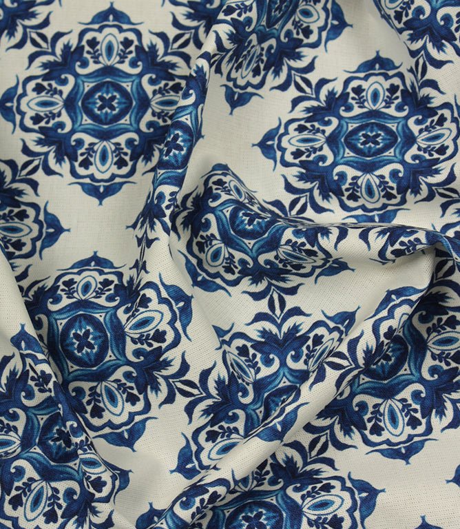 Trellis Bloom Outdoor Fabric / Blue - Just Fabrics