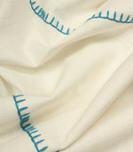 Stitched Up Fabric / Ivory / Teal - Just Fabrics