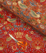 Strawberry Thief Chenille Tapestry Fabric / Burnt Orange - Just Fabrics