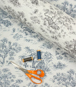 Indian Toile Fabric / Blue - Just Fabrics