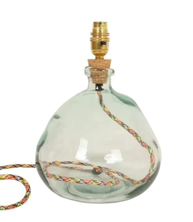 Braunton29cm Recycled Glass Natural Multi Flex Lamp Base - Just Fabrics