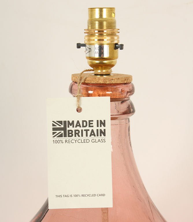 Branscombe 62cm Recycled Glass Pink Lamp Base - Just Fabrics