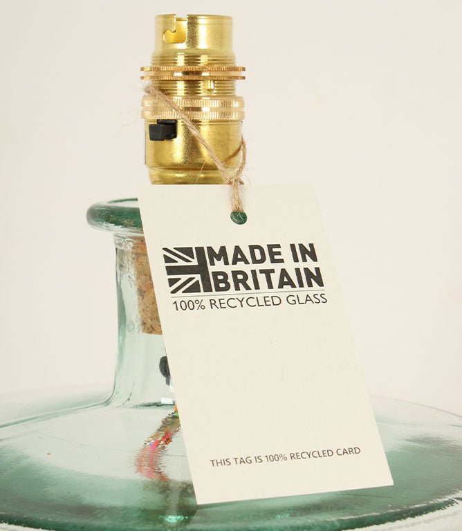 Brixham 32cm Recycled Glass Natural Lamp Base - Just Fabrics