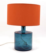 Brixham 32cm Recycled Glass Petrol Blue Lamp Base - Just Fabrics