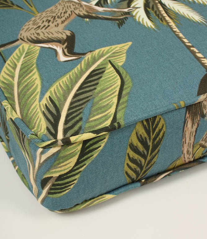 Mr Monkey Teal Piped Window Seat - Just Fabrics