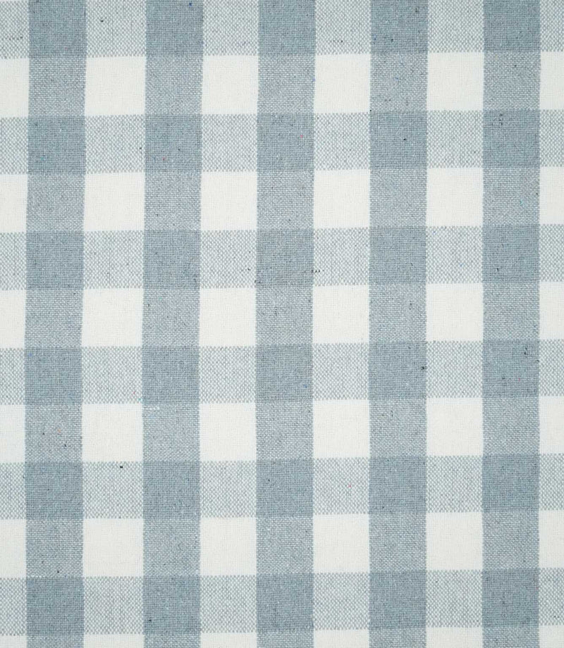 Aldsworth Check Haze fabric featuring a classic large-scale check pattern in soft hazy blue and white with a subtly textured woven finish.