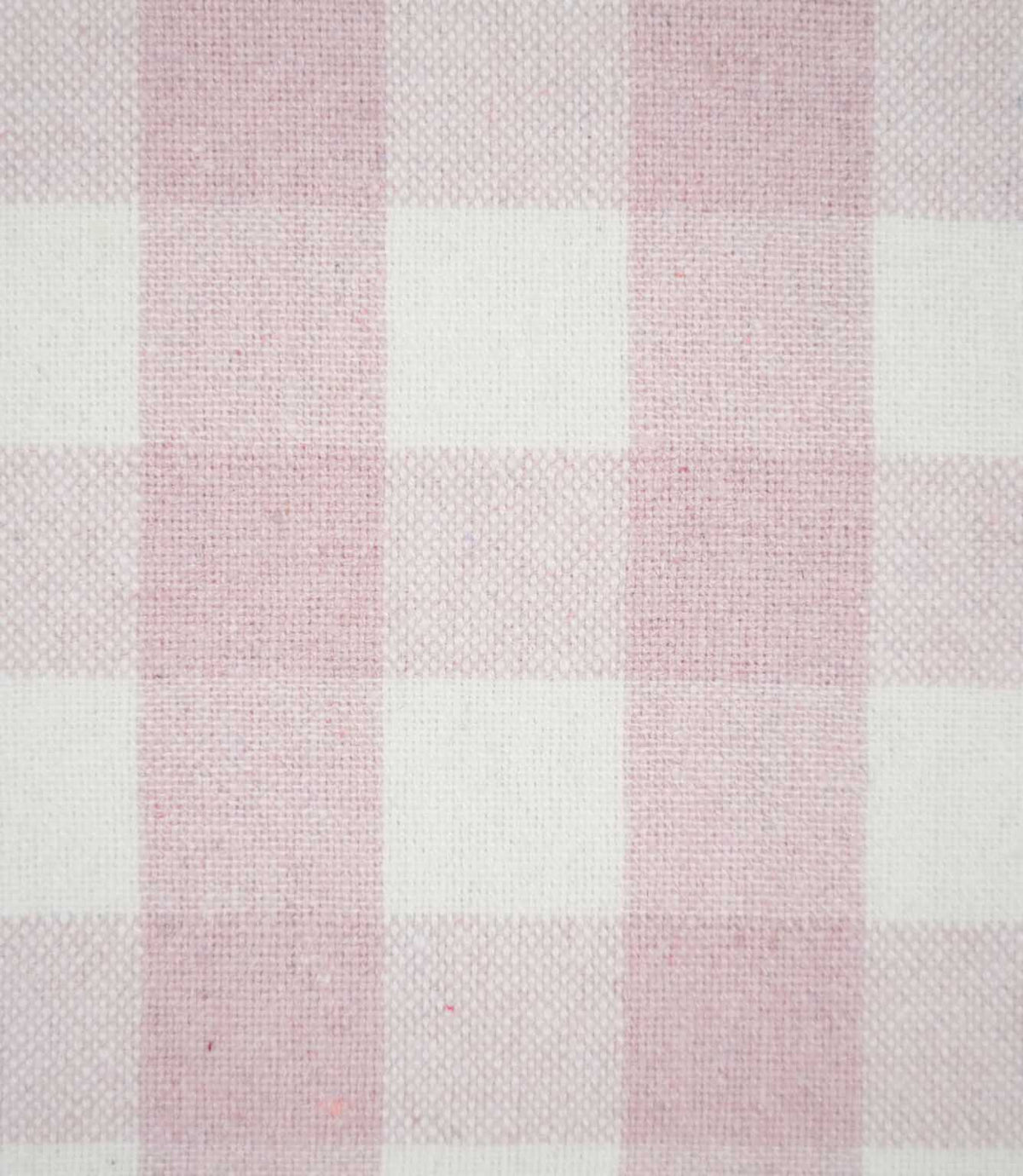 Close-up of Aldsworth Check Pink fabric showing the detailed woven texture and intersecting blush pink and white checks.