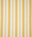 Aldsworth Stripe Ochre fabric featuring a classic vertical stripe pattern in golden ochre and off-white, with alternating broad and narrow woven stripes.