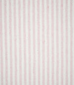 Aldsworth Ticking Pink fabric featuring fine, evenly spaced blush pink and off-white vertical stripes with a subtle woven texture.