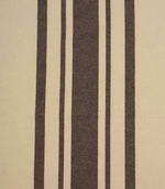 Wide brown and natural striped fabric with a classic woven texture, suitable for curtains, upholstery and soft furnishings.
