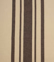 Wide brown and natural striped fabric with a classic woven texture, suitable for curtains, upholstery and soft furnishings.
