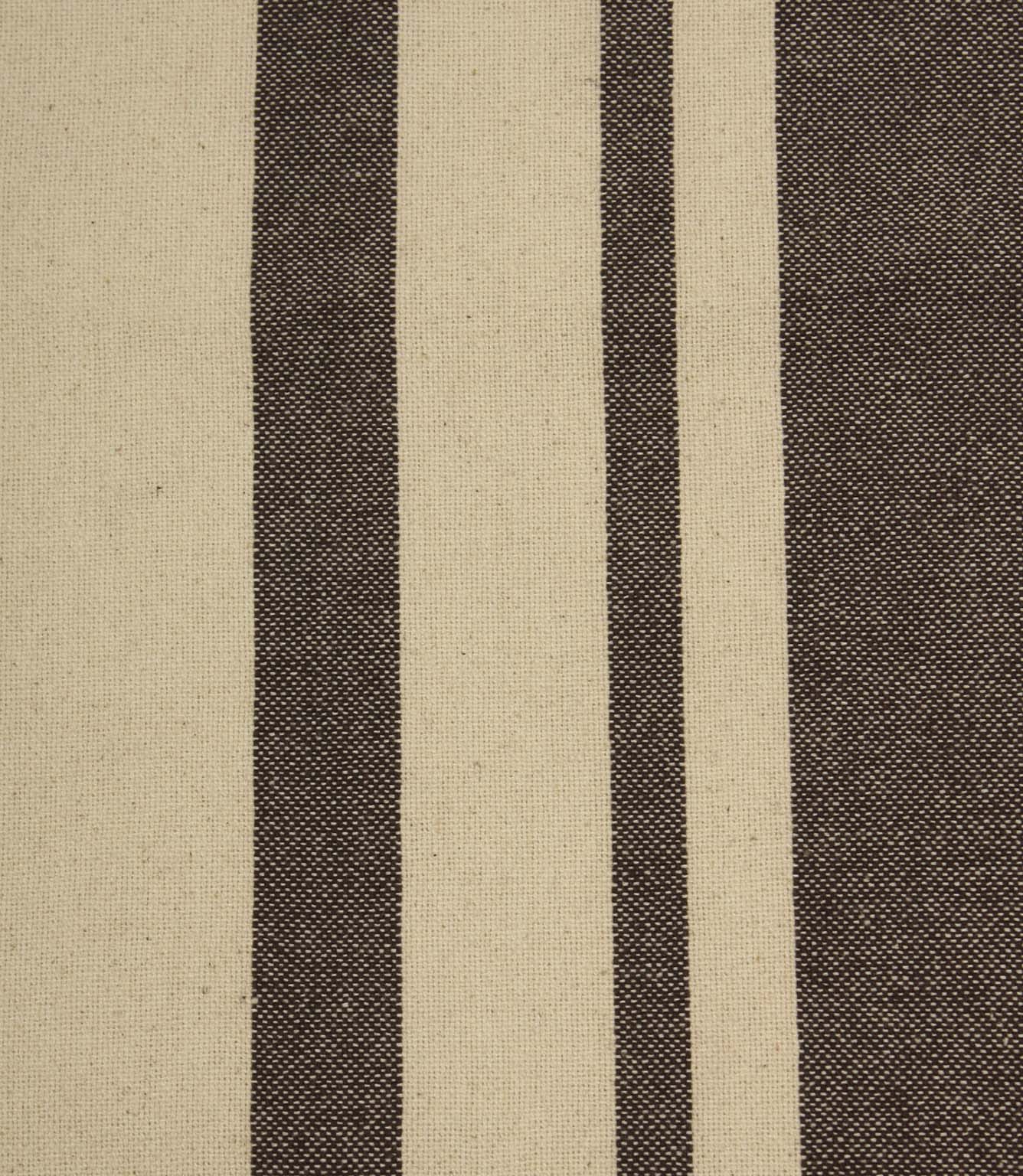 Close-up of brown and cream striped woven fabric showing the textured weave and contrasting stripe detail.
