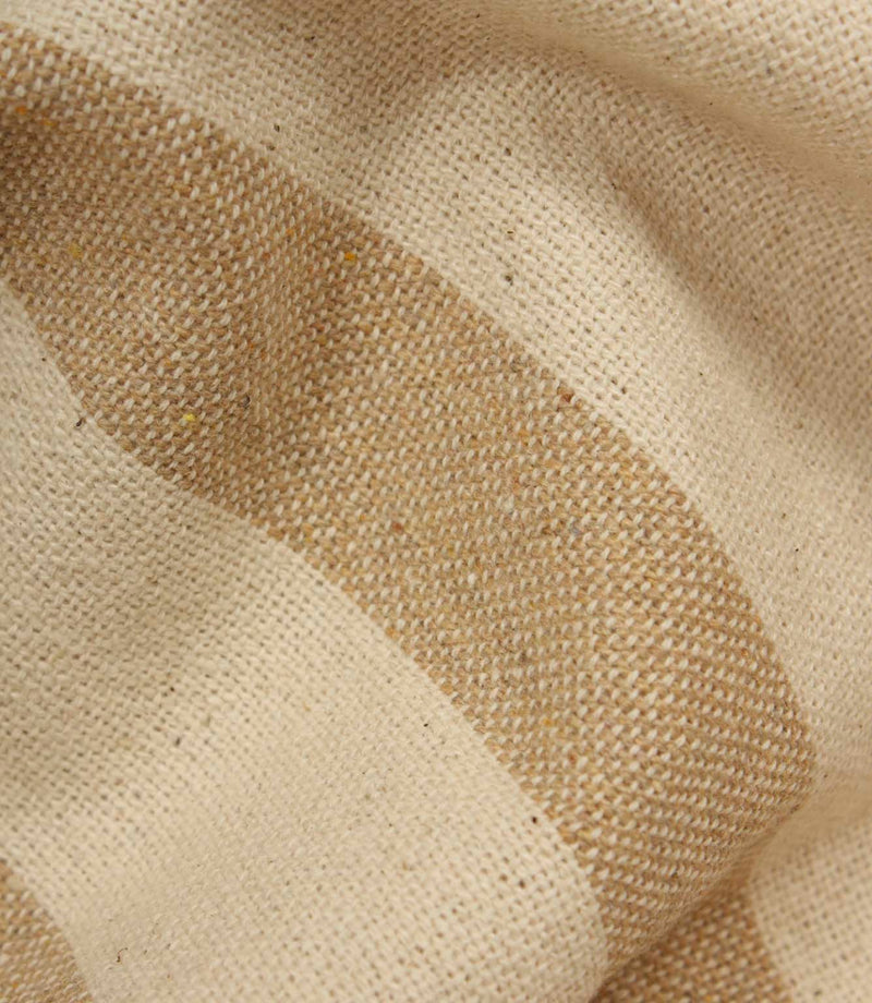Detailed close-up of the woven stripe pattern in a natural beige and ivory colour palette.