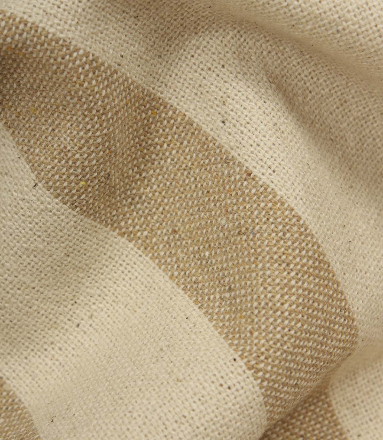 Detailed close-up of the woven stripe pattern in a natural beige and ivory colour palette.