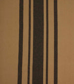 Wide black and camel striped fabric with a textured woven finish, suitable for curtains, upholstery and soft furnishings.