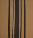 Wide black and camel striped fabric with a textured woven finish, suitable for curtains, upholstery and soft furnishings.