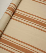 Rolled cream fabric with warm terracotta stripe detailing, shown flat to highlight the scale and spacing of the stripe pattern.