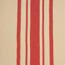 Cream and red striped woven fabric with bold vertical stripes and a natural textured finish, suitable for curtains and upholstery.