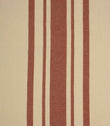 Cream and muted terracotta striped woven fabric with bold vertical stripes and a natural textured finish for curtains and upholstery.