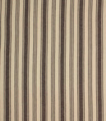 Cream and dark brown striped woven fabric with a classic vertical stripe design and natural textured finish suitable for curtains and upholstery.