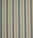 Blue and natural ticking stripe fabric shown in a full repeat pattern, featuring wide denim-blue stripes with fine pinstripes on a soft linen-look background.