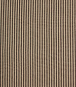 Narrow brown and cream striped fabric with a classic woven texture and timeless pinstripe design.