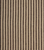 Close-up of fine brown stripe fabric on a natural cream background showing detailed weave texture.