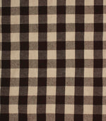 Large-scale brown and cream gingham fabric with a classic checked pattern and woven texture.
