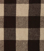 Close-up of brown gingham check fabric highlighting the detailed weave and soft natural finish.