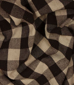 Draped brown check fabric with a soft, natural texture and timeless country-inspired style.