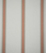 Alma Stripe Terracotta woven fabric featuring widely spaced terracotta and natural beige vertical stripes on a warm off-white background.