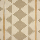 Cream woven fabric with a soft taupe geometric tribal-inspired pattern and warm ochre border detailing, arranged in a repeating diamond stripe design.