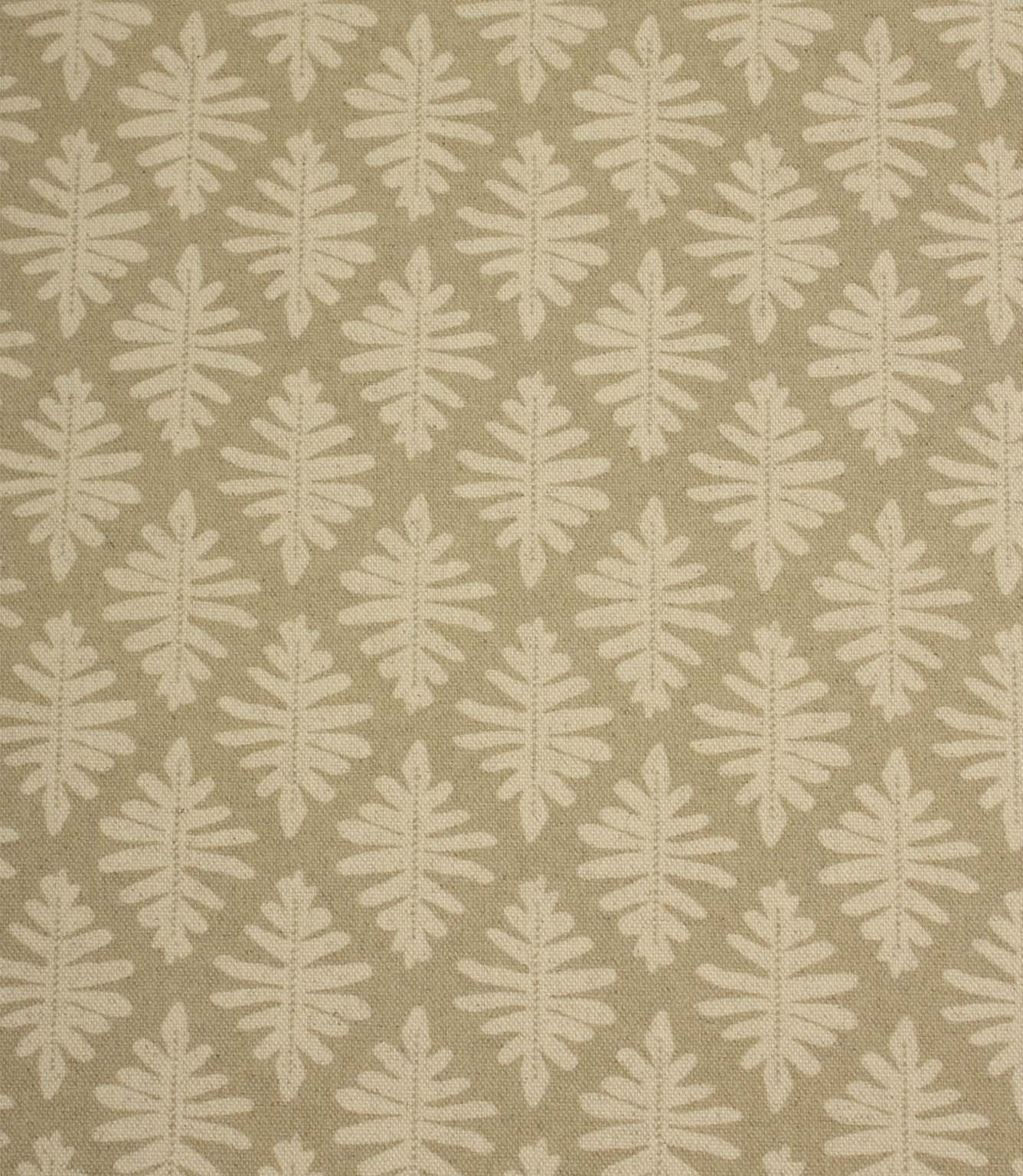 Close-up of Ashleaf Almond woven fabric showing contemporary foliage design.