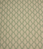 Ashleaf Dill fabric with a repeating cream leaf motif on a soft sage green background.