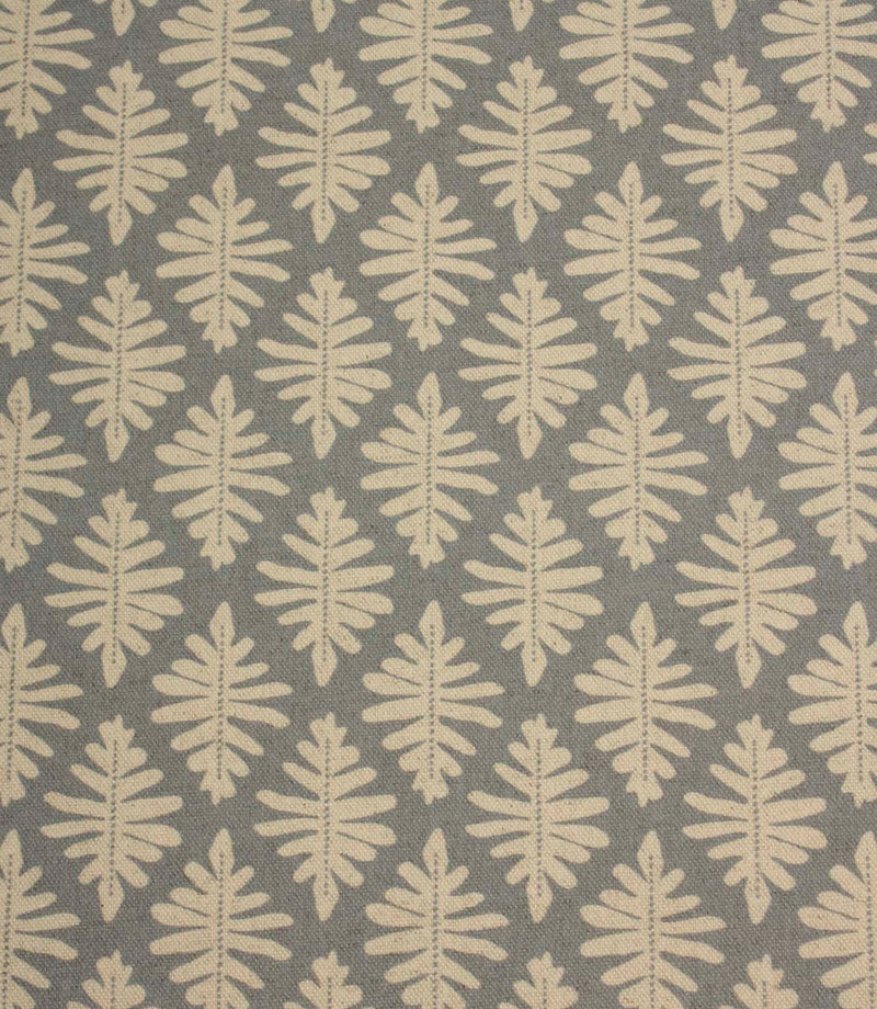 Close-up of Ashleaf Monsoon fabric showcasing the woven texture and contemporary leaf motif.
