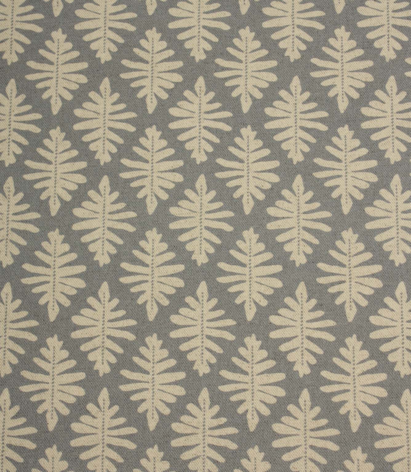 Close-up of Ashleaf Monsoon fabric showcasing the woven texture and contemporary leaf motif.